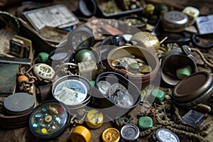diverse collection of geocaching treasures, each with its own unique story