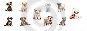 Diverse Collection of Ten Different Dog Breeds: Detailed and Distinct Vector