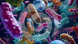 Diverse colorful abstract microbiome