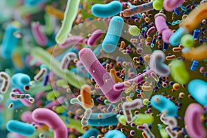 Diverse colorful abstract microbiome