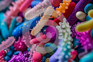 Diverse colorful abstract microbiome