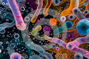 Diverse colorful abstract microbiome