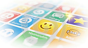 Diverse colorful app icons displayed on a digital screen interface