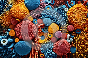 Diverse Colorful microbiome. Generate Ai