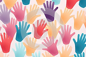 Diverse Colorful People Hands Together Seamless Pattern