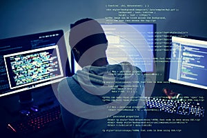 Diverse computer hacking shoot by hacker