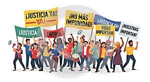 Diverse Crowd Protesting for Justice and Change