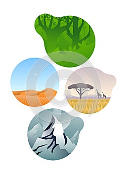 Diverse environment ecosystem illustration set