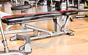 Diverse equipment and machines at the gym room