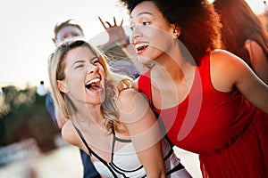 Diverse Ethnic Friendship Party Dance Leisure Happiness Concept