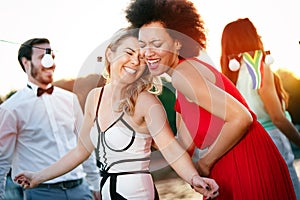 Diverse Ethnic Friendship Party Dance Leisure Happiness Concept