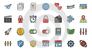 Diverse Flat Design Icon Set for Web and Mobile Applications