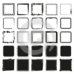 Diverse frames set. Assorted square borders. Decorative elements. Vector illustration. EPS 10.