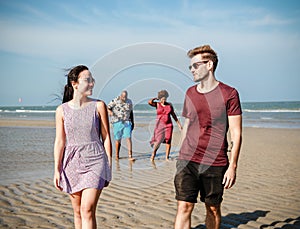 Diverse friends having fun at the beach