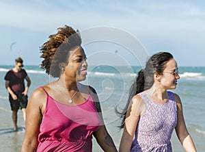 Diverse friends having fun at the beach