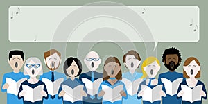 Diverse group of adults choir singing photo