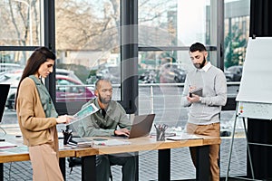 Diverse group of business professionals working