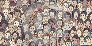 Diverse group of children, colourful illustration