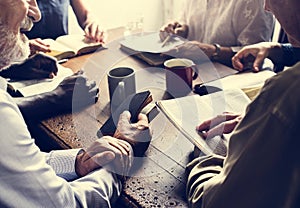 Diverse group of christian reading bible photo