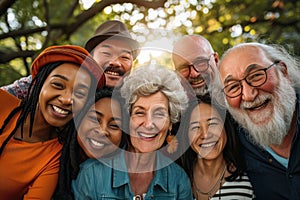 A Diverse Group Of Friends Of All Ages Joyfully Posing Outdoors Standard