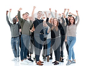 Diverse group of happy young people standing together