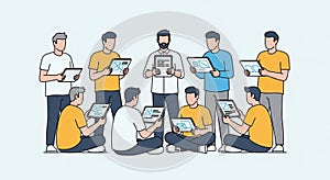 A diverse group of men, some