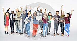 Diverse Group of People Community Togetherness Technology Concept photo