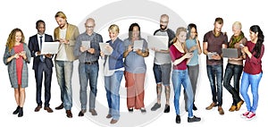 Diverse Group People Standing Technology Concept