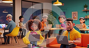 AI-Generated Cartoon Office Scene