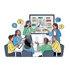 Team Brainstorming Session with Creative Problem Solving