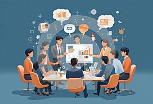 Team Brainstorming Session in a Modern Office