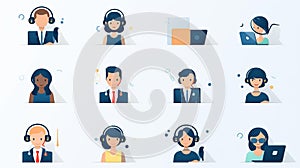 Diverse group of professionals engaged in various tasks in a modern workspace setting