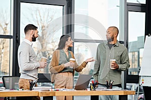 A diverse group of professionals gather