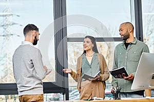 A diverse group of professionals gather