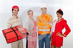 Diverse group of smiling workers