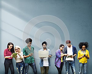 Diverse Group Students Studying Together Wall Concept