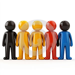 United Colorful Figures Holding Hands, Teamwork and Unity Concept
