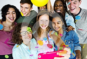 Diverse group of teenagers shoot