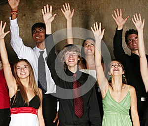 Diverse group of teens performing photo