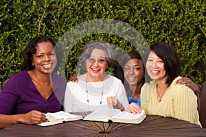 Diverse group of woman in a small group.