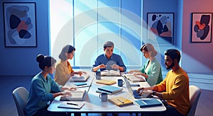 Diverse Group of Students Studying Together in Modern Room