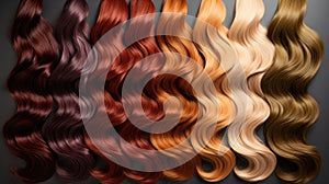 Diverse hair colors palette featuring a range of vibrant and natural shades for creative styling. Ai Generated