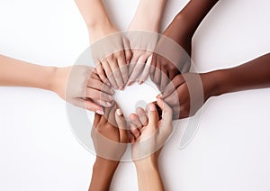 Diverse Hands Forming Circle Of Unity And Teamwork photo