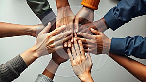 Diverse Hands Of People Team Work Concept