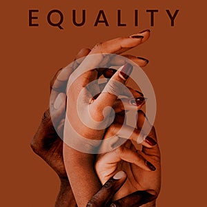 Diverse hands rise for â€˜Equalityâ€™ community campaign social media post