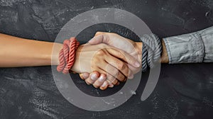 Diverse hands unite in teamwork, empathy, partnership, and social connection for business success