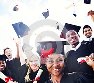 Diverse International Students Celebrating Graduation Concept