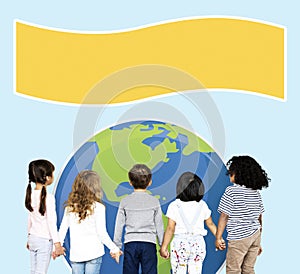 Diverse kids protecting the world for an environment awareness campaign