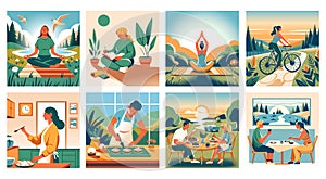 Diverse Lifestyle Activities Vector Collage