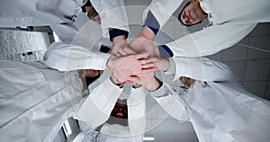 Diverse Medical Team Staff Hands Stack